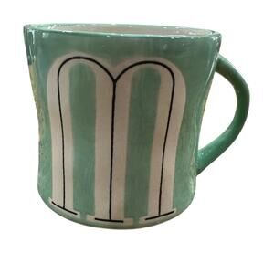 Anthropologie Hand-Painted Ceramic Initial "M"  Mug – Mint Green